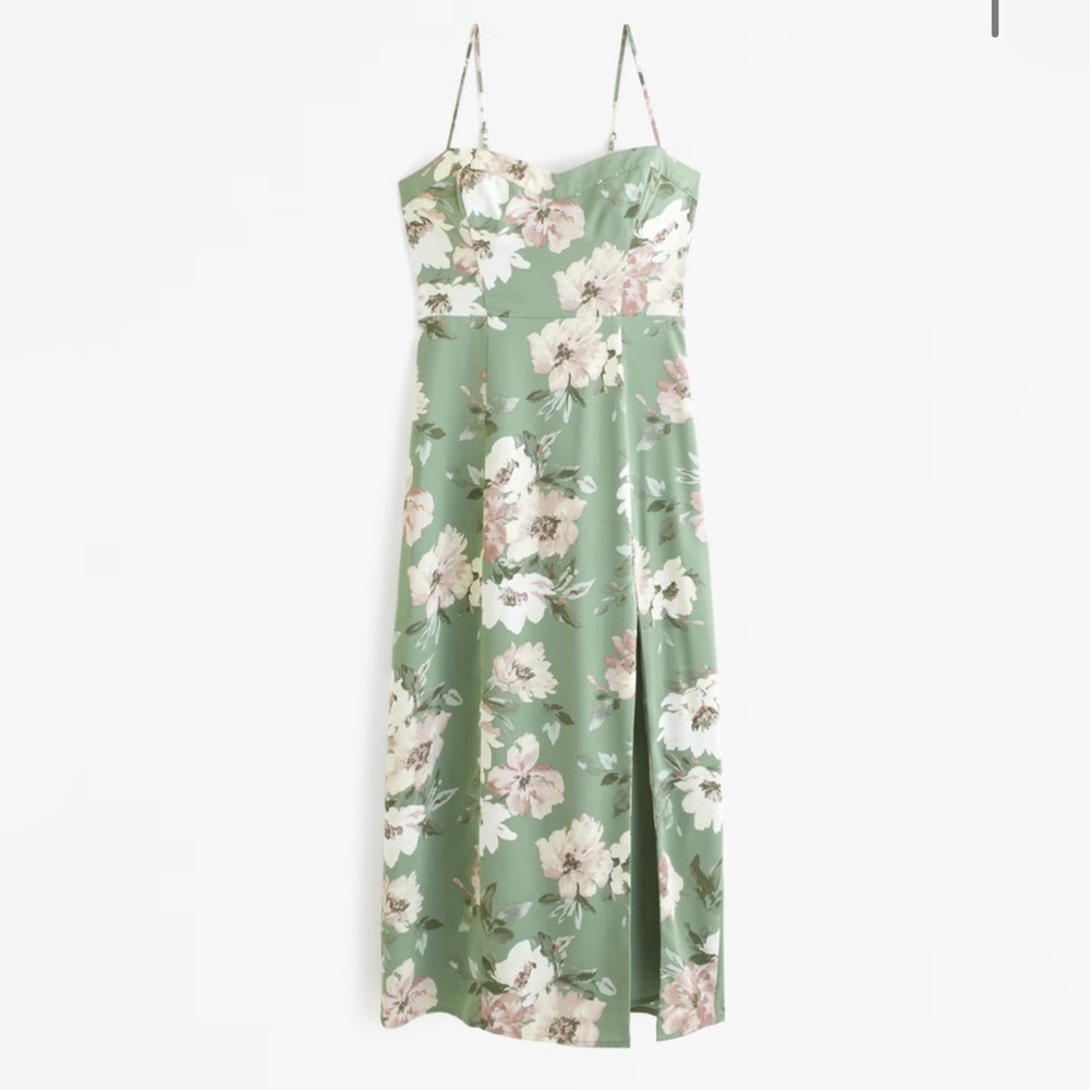 NWT Abercrombie & Fitch Camille Midi Dress in Green Floral - Petite